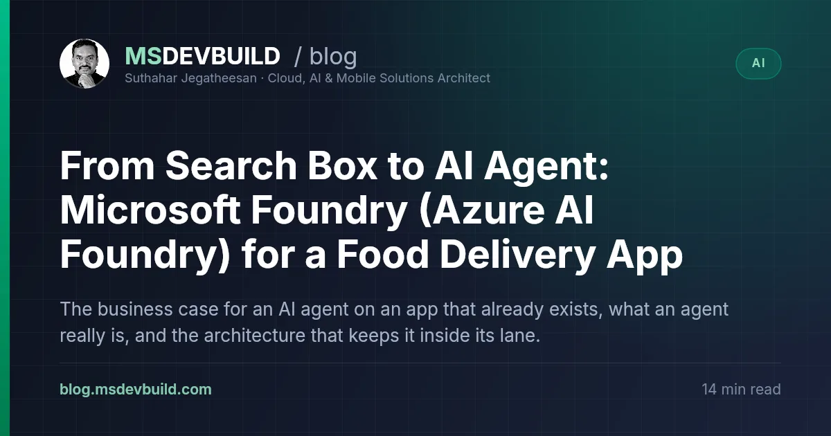 From Search Box to AI Agent: Microsoft Foundry (Azure AI Foundry) for a Food Delivery App