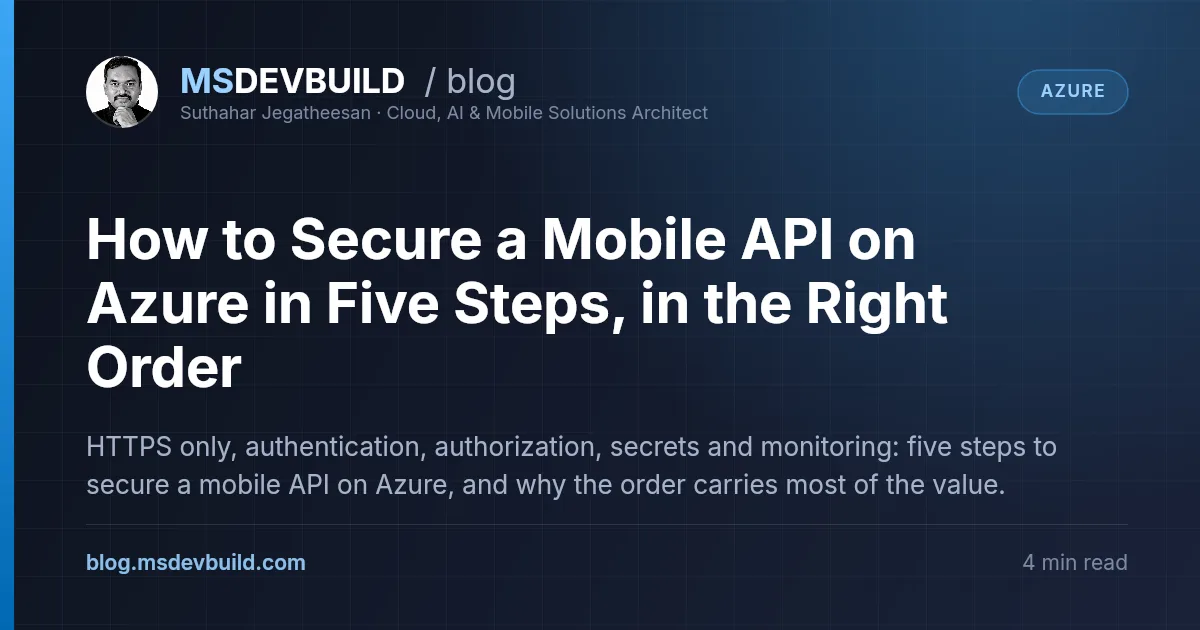 How to Secure a Mobile API on Azure in Five Steps, in the Right Order
